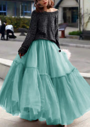 Women Pink Ruffled Tulle Cinched Circle Fall Skirt