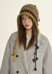 2024 New Style Red Blue Rdge Curl Warm Knitted Boonie Hat