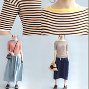 207 fall red striped cotton tops stylish  blouse