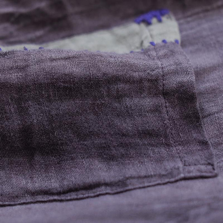 Art Lapel Wrinkled Shirts Inspiration Purple Blouses - SooLinen