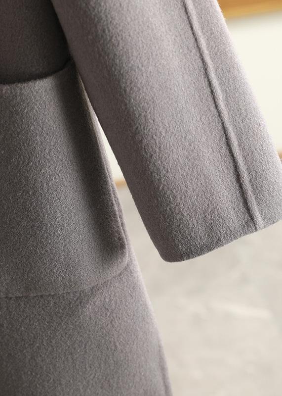 Luxury Army Green Wool Overcoat Casual Notched Pockets Winter Coat - SooLinen