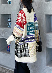 Aesthetic beige ColorBlock Sweater Blouse o neck trendy plus size Winter sweaters - SooLinen