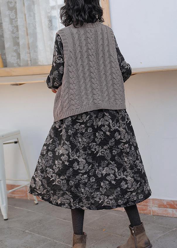 Aesthetic gray clothes v neck sleeveless oversized knitwear - SooLinen