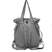 Aesthetic gray outfit Street Style Double Front Pockets Simple Drawstring Backpacks - SooLinen