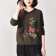 Aesthetic navy knitted jackets plussize pullover knitwear prints long sleeve - SooLinen