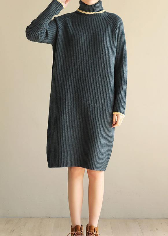 Aesthetic  Sweater high lapel collar dresses Vintage army green daily knitwear - SooLinen