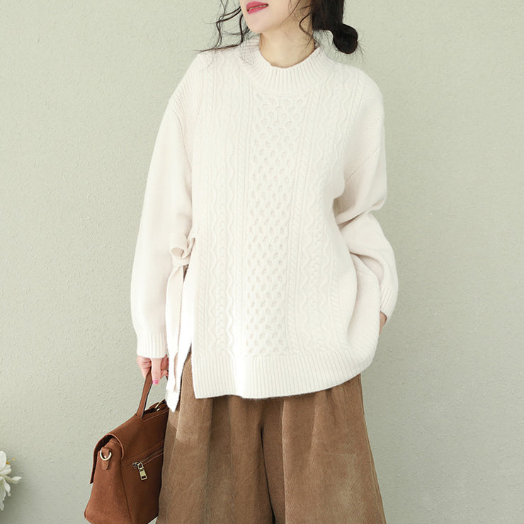 Aesthetic white Sweater weather Beautiful o neck Bow Hipster knit top