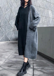 Aesthetic winter Sweater patchwork Aesthetic Vintage gray knitwear - SooLinen