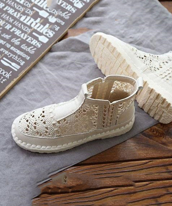 Apricot Boots Hollow Out Breathable Lace Art Splicing