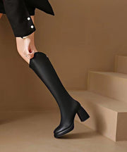 Apricot Boutique Splicing Zippered Chunky Knee Boots