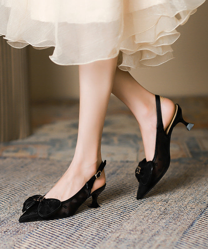 Apricot Classy Splicing Bow Stiletto Sandals Pointed Toe