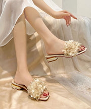 Apricot Crystal Floral Comfortable Splicing Slide Sandals