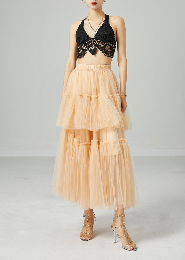 Apricot Tulle Holiday Skirt Layered Design Exra Large Hem Summer