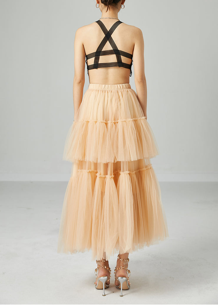 Apricot Tulle Holiday Skirt Layered Design Exra Large Hem Summer