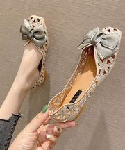 Art Apricot Hollow Out Flats Knit Fabric Bow Flat Feet Shoes