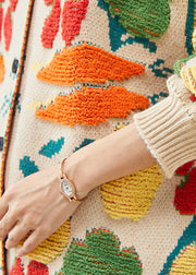 Art Apricot Oversized Jacquard Knit Cardigans Winter