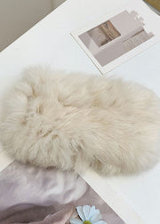 Art Beige Fuzzy Fur Fluffy Leather And Fur Hat