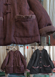 Art Black Button Fine Cotton Filled Puffers Jacken Winter