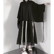 Art Black Clothes For Women Stand Collar Batwing Sleeve baggy Shirts - SooLinen