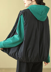 Art Black Oversized Pockets Fine Cotton Filled Vests Winter