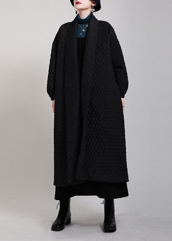 Art Black Oversized Side Open Fine Cotton Filled Puffers Coats Winter