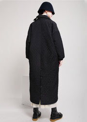 Art Black Oversized Side Open Fine Cotton Filled Puffers Coats Winter