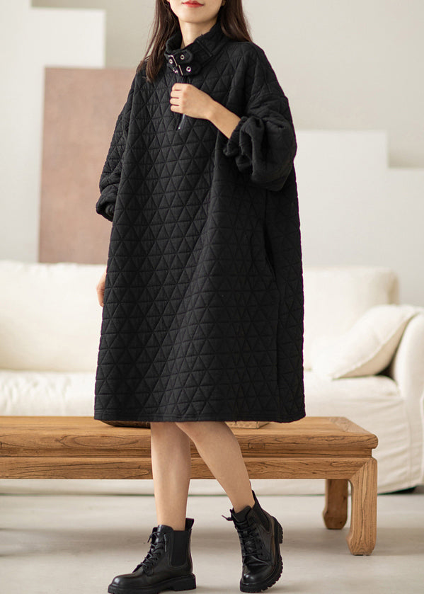 Art Black Oversized Thick Cotton Vacation Dresses Spring