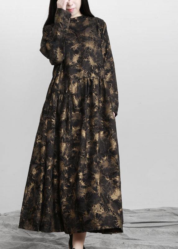 Art Black Print Asymmetrical Design Fall Vacation Dresses - SooLinen