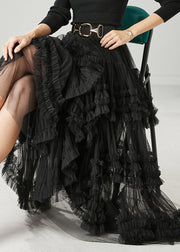 Art Black Ruffled Exra Large Hem Tulle Skirts Spring
