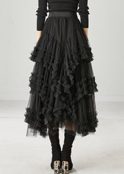 Art Black Ruffled Exra Large Hem Tulle Skirts Spring