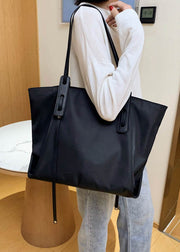 Art Black Solid Casual nylon Tote Handbag
