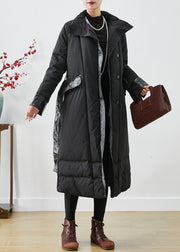 Art Black Stand Collar Patchwork Thick Fine Cotton Filled Witner Jacket Winter