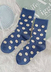Art Blue Dot Jacquard Cotton Crew Socks