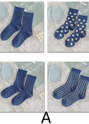 Art Blue Dot Jacquard Cotton Crew Socken