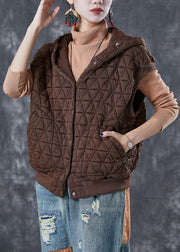 Art Brown Hooded Thick Cotton Vests Winter