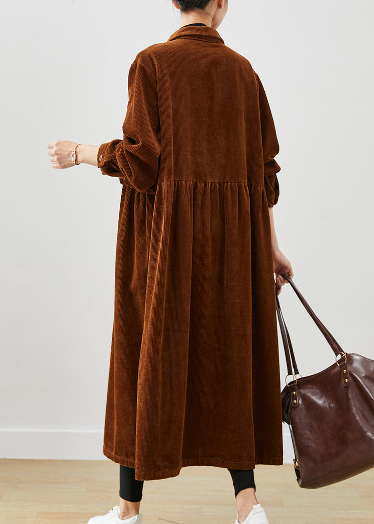 Art Brown Oversized Corduroy Trench Coats Spring