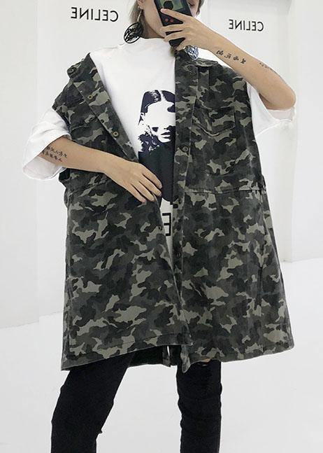 Art Camouflage cotton tunics for women wild Plus Size Clothing fall tops - SooLinen