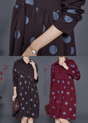 Art Chocolate Peter Pan Collar Print Cotton Maxi Dresses Spring