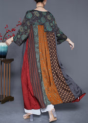 Art Colorblock Oversized Patchwork Print Silk Vacation Dresses Summer