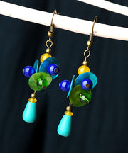 Art Colorblock Turquoise National Style Drop Earrings
