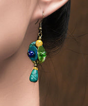 Art Colorblock-Türkis-Tropfen-Ohrringe im nationalen Stil