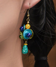 Art Colorblock Turquoise National Style Drop Earrings