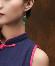 Art Colorblock-Türkis-Tropfen-Ohrringe im nationalen Stil