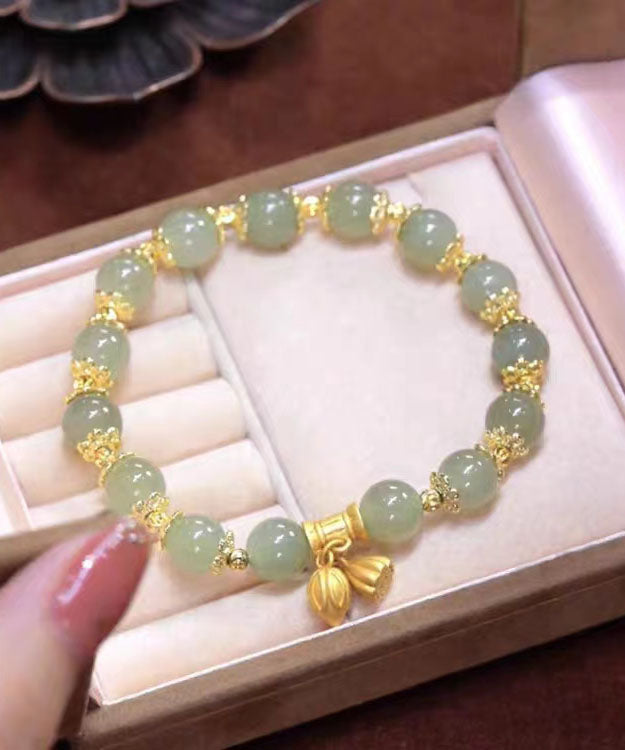 Art Cyan Jade Lotus Chain Bracelet
