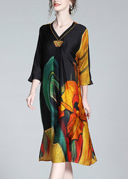 Art Embroidered Print Side Open Maxi Dress Spring