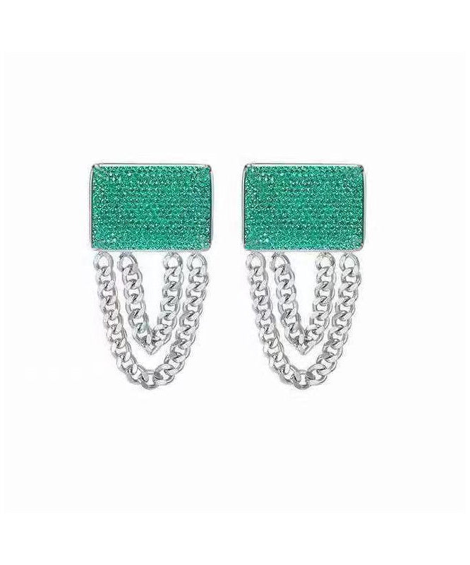 Art Emerald Green Copper Alloy Resin Chain Drop Earrings