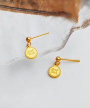 Art Gold Copper Overgild Graphic Stud Earrings
