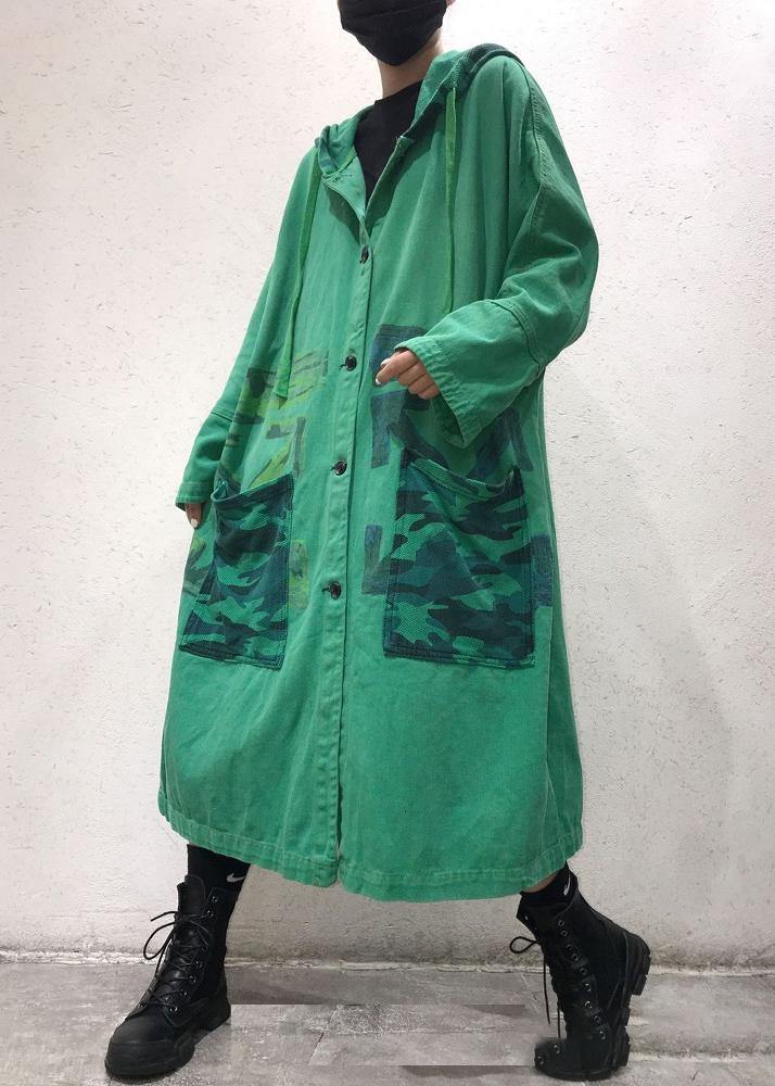 Art Green Baggy Hooded Coats - SooLinen