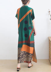Mysterious Summer-Art Green Ankle Dress Summer Chiffon Dress - SooLinen