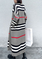 Art Grey Striped cozy Casual Fall Knit Cardigans